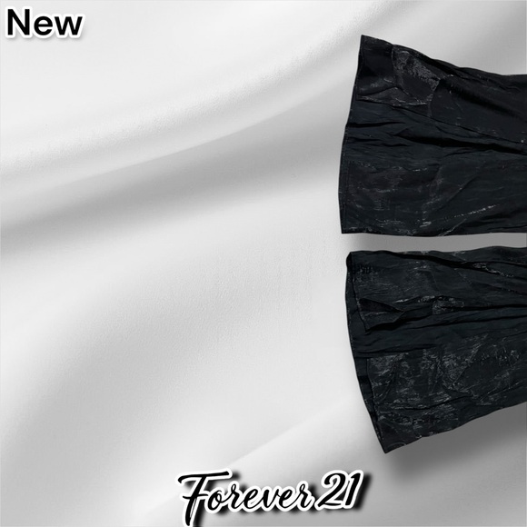 New Forever 21 Satin Split-Hem Palazzo Pants Black - Picture 5 of 10